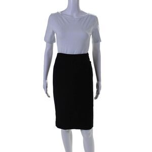 Charles Chang-Lima Womens Back Slit Knee Length Pencil Skirt Black Size 6